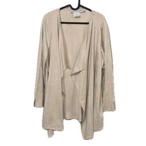 Gretchen Scott XL Designs Cream Faux Suede waterfall  Cardigan Jacket